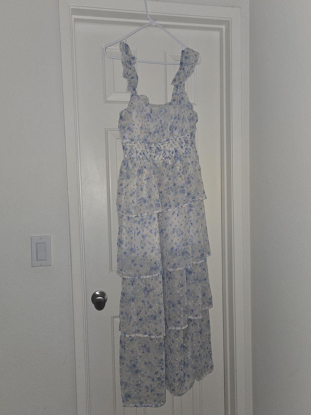Truth NYC White and Light Blue Floral Maxi Dress